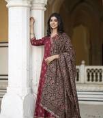 Rayon Self Design D4 INDI Printed Angrakha Designer Kurti With Banarasi Printed Dupatta Set For Womens & Girls