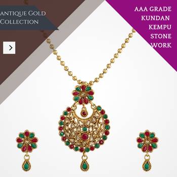 Mansiyaorange antique gold multicolor  floral pendant chain jewellery 4