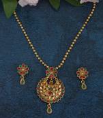 Mansiyaorange antique gold multicolor  floral pendant chain jewellery