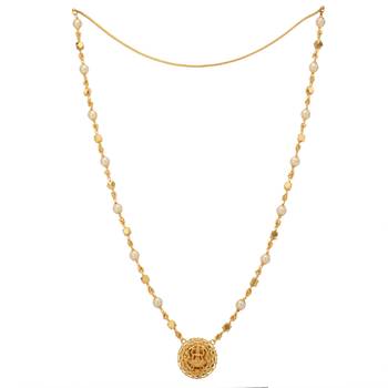 Laxmi pendant Swarovski pearl necklace LONG one gram gold 4