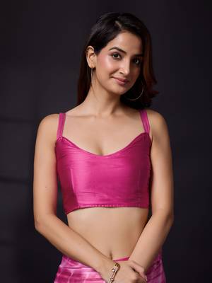  Pink Satin Print With Sirojki Work Traditional Wedding Party Wear Groom Saree With Blouse 6