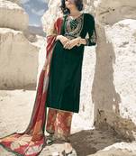 green velvet embroidered dress material