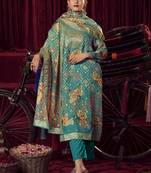 turquiose organza jacquard dress material