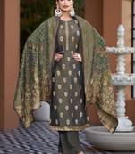 green silk jacquard dress material