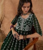 Women's mehandi rayon embroidery georgette kurti