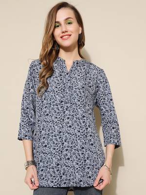 Anushil women's short kurti: contemporary comfort and style, relaxed fit - plus size, floral printed 1