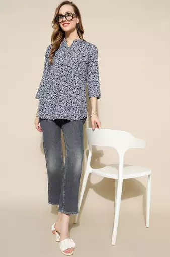 Anushil women's short kurti: contemporary comfort and style, relaxed fit - plus size, floral printed