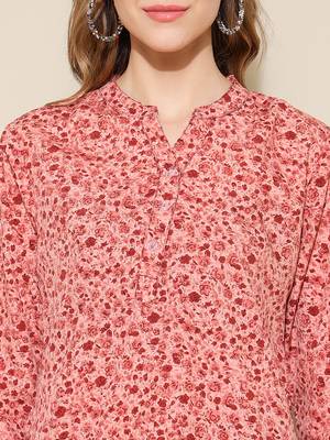Anushil women's short kurti: contemporary comfort and style, relaxed fit - plus size, floral printed 2