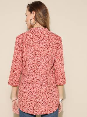 Anushil women's short kurti: contemporary comfort and style, relaxed fit - plus size, floral printed 3