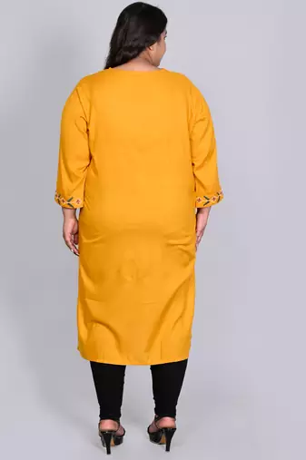 Anushil plus size cotton rayon kurta - elegant embroidery for a fashionable look