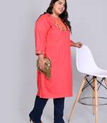 Anushil plus size cotton rayon kurta - elegant embroidery for a fashionable look