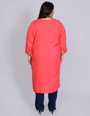 Anushil plus size cotton rayon kurta - elegant embroidery for a fashionable look 2