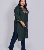 Anushil plus size cotton rayon kurta - elegant embroidery for a fashionable look