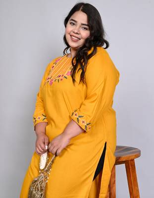 Anushil plus size cotton rayon kurta - elegant embroidery for a fashionable look 1