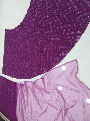 Wine Thread Embroidery Faux Georgette Designer Lehenga Choli With Dupatta 4