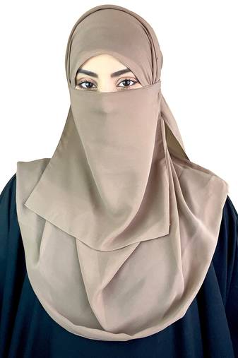 Ana taupe niqab with soft georgette hijab set