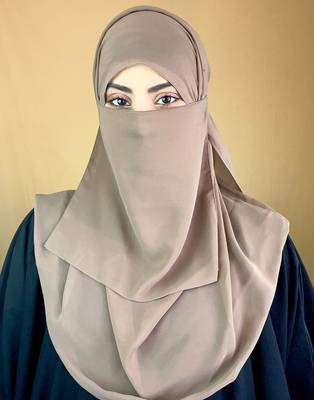 Ana taupe niqab with soft georgette hijab set 2