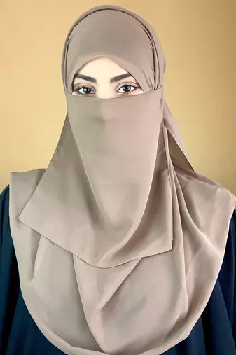 Ana taupe niqab with soft georgette hijab set