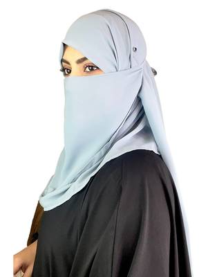 Ana sky blue niqab with soft georgette hijab set 1