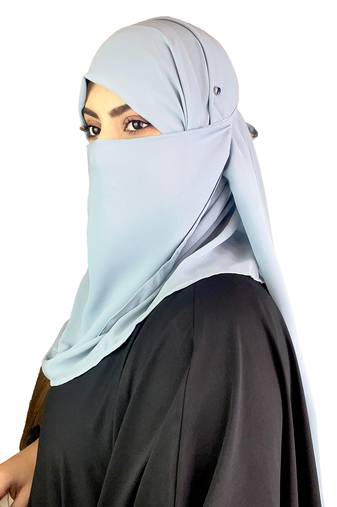 Ana sky blue niqab with soft georgette hijab set