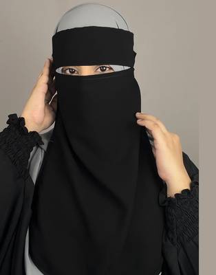 Ana black premium firdous niqab with piping nose piece 1