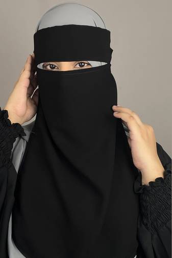 Ana black premium firdous niqab with piping nose piece