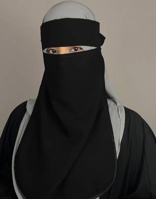 Ana black premium firdous niqab with piping nose piece 3
