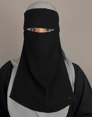 Ana black premium chiffon single layer niqab with pinched eye feature 1