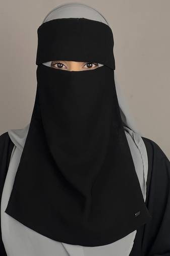 Ana black premium chiffon single layer niqab with pinched eye feature