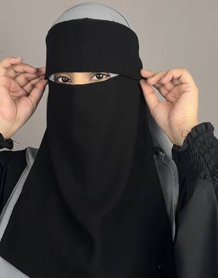 Ana black premium chiffon single layer niqab with pinched eye feature 2