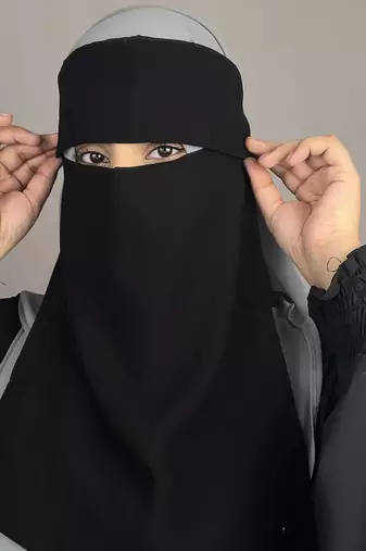 Ana black premium chiffon single layer niqab with pinched eye feature