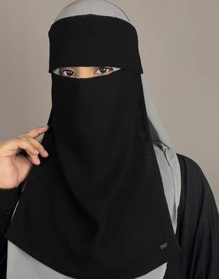 Ana black premium chiffon single layer niqab with pinched eye feature 3