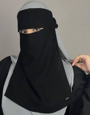 Ana black premium chiffon single layer niqab with pinched eye feature 4