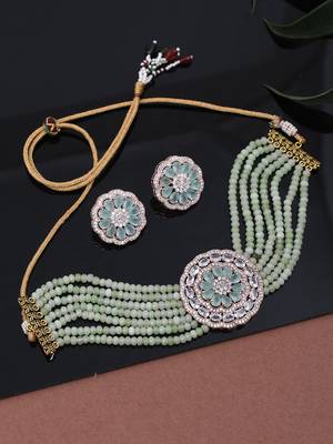 Gold plated choker jewellery set 1