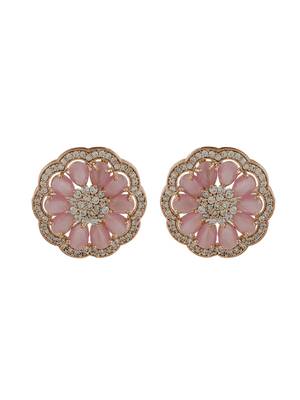 Ad rose pink gold choker jewellery set with earring for women & girls 4