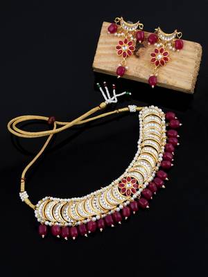 Gold plated pearl beads necklace set 1