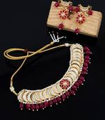 Gold plated pearl beads necklace set