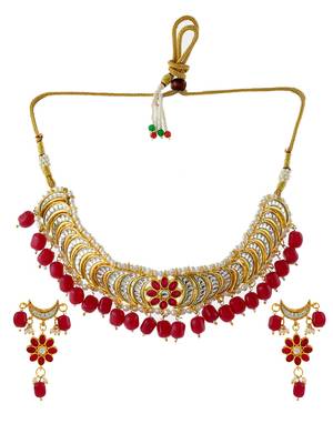 Gold plated pearl beads necklace set 3