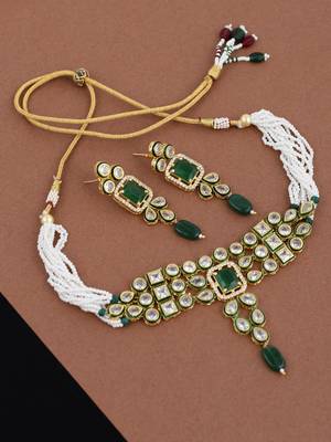 Kundan meenakari pearl jewellery set 1