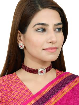 Red onyx choker jewellery set 2