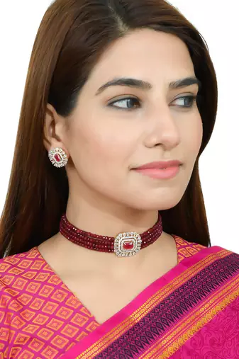 Red onyx choker jewellery set