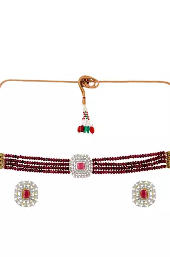 Red onyx choker jewellery set