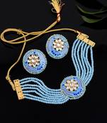 Blue beads meenakari choker jewellery set