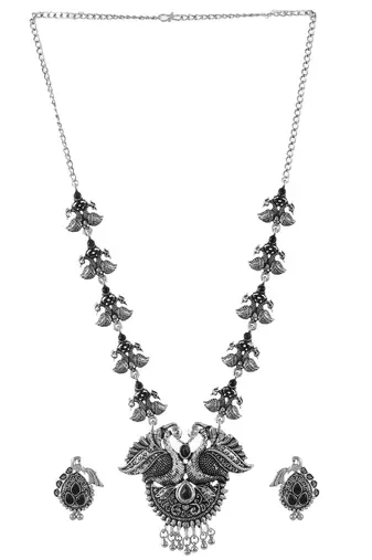 Oxidised silver plated necklace