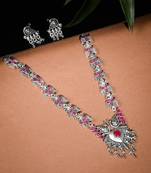 Pink oxidized silver plated women temple jewelry set for women
