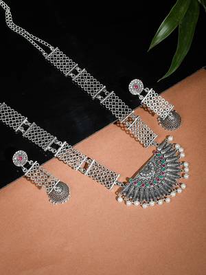 oxidized silver temple jewelry set for women 1