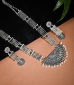 oxidized silver temple jewelry set for women