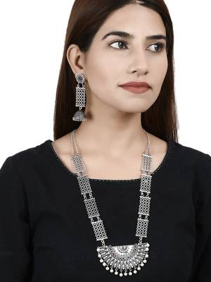 oxidized silver temple jewelry set for women 2
