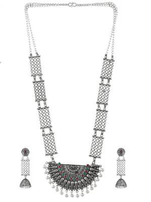oxidized silver temple jewelry set for women 3