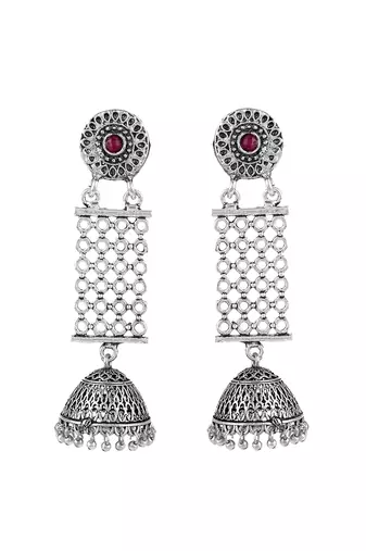 oxidized silver temple jewelry set for women
